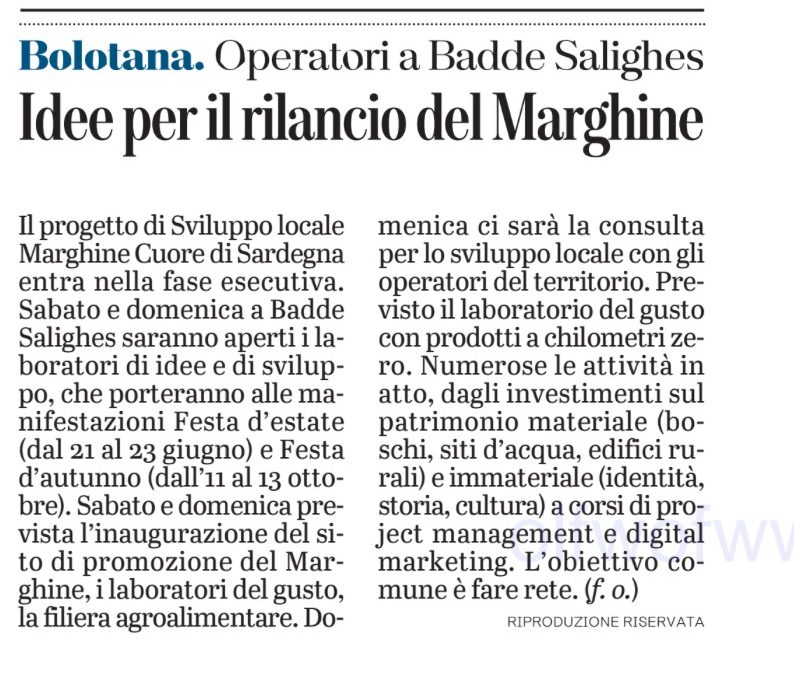Idee per il rilancio del Marghine